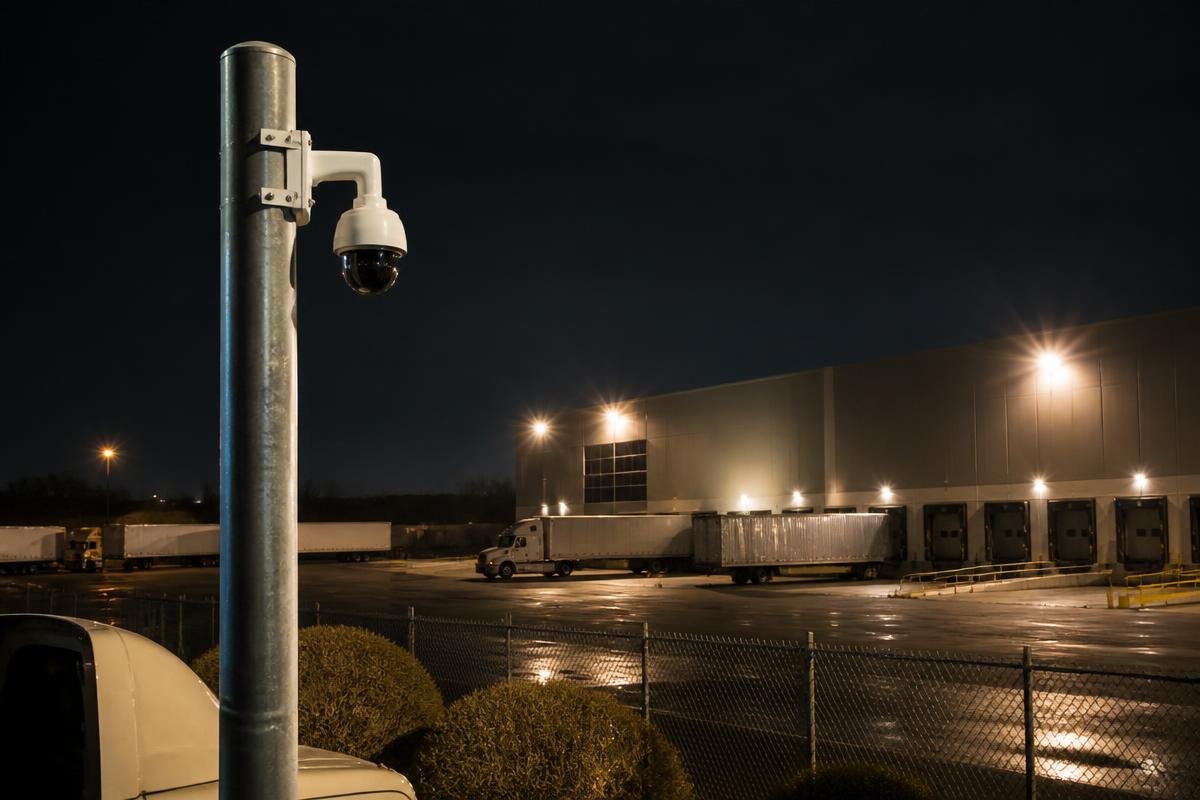 Images de surveillance en vision nocturne d'une entrée